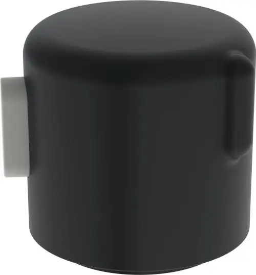 Temperatur-Wählgriff in mattschwarz mit seitlichem Bedienhebel. Produkt von HANSA, geeignet für Steuerung von Temperaturen in sanitären Anwendungen.
